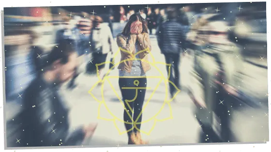 solar plexus chakra symbol over a woman