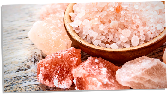 Showing how to cleanse crystals with Himalayan salt
